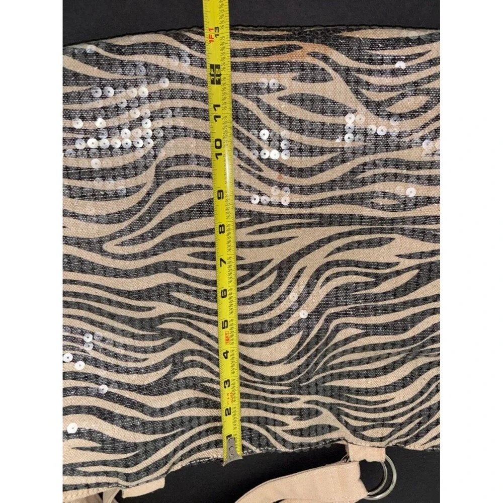 Zebra Striped Cotton Tote Black and Tan